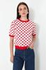 Women's Elegance Style Sweater Red Crew Neck Knitwear Sweater