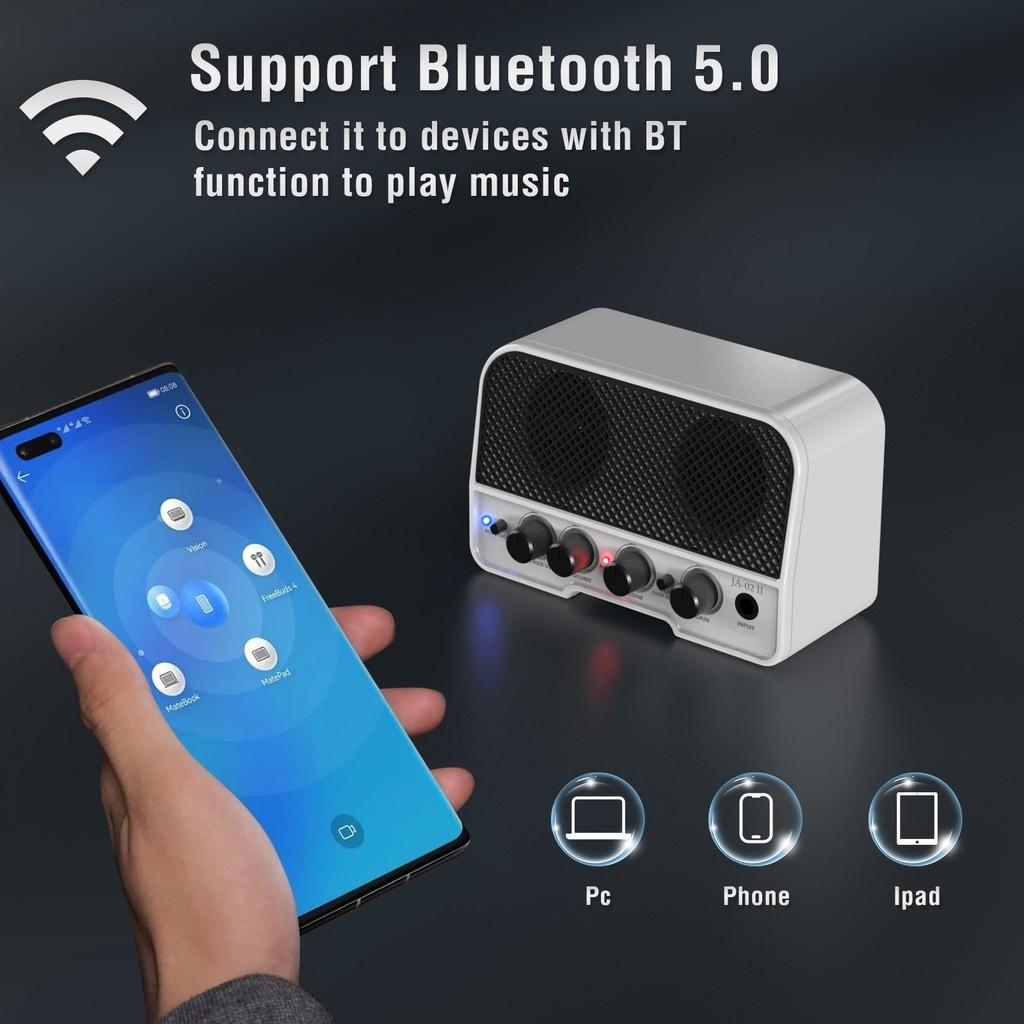 5W Rechargeable Electric Guitar Amplifier Clean&Overdrive Effects Bluetooth 5.0 Portable for Daily Practice Mini Guitar Amp