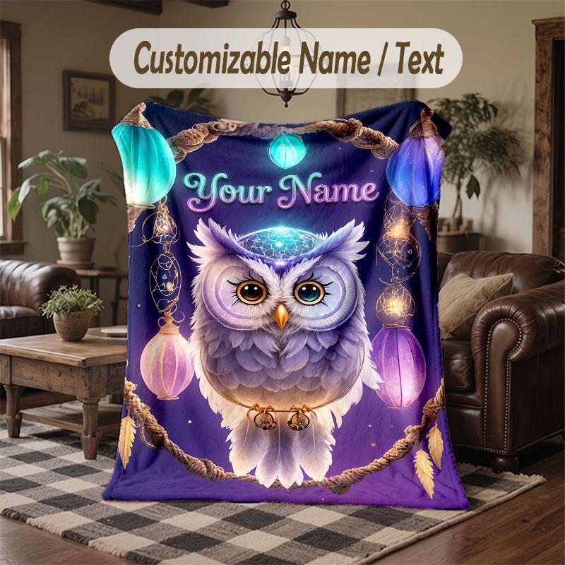 Birds Theme Throw Blanket Custom Name Text Personalized Blanket Soft Cozy Blanket for Home Sofa Bed