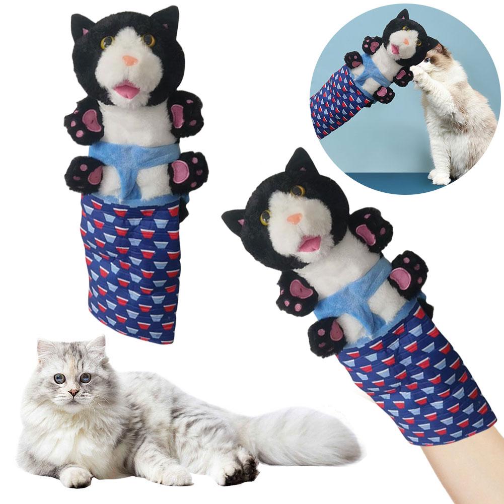 Katzenhandpuppe Wrestler Handhandschuh Interaktives Spiel Katzenspielzeug Plüschkatze Wrestle Spielzeug Wrestlinghandschuh Robuste Polsterung Tierspielzeug