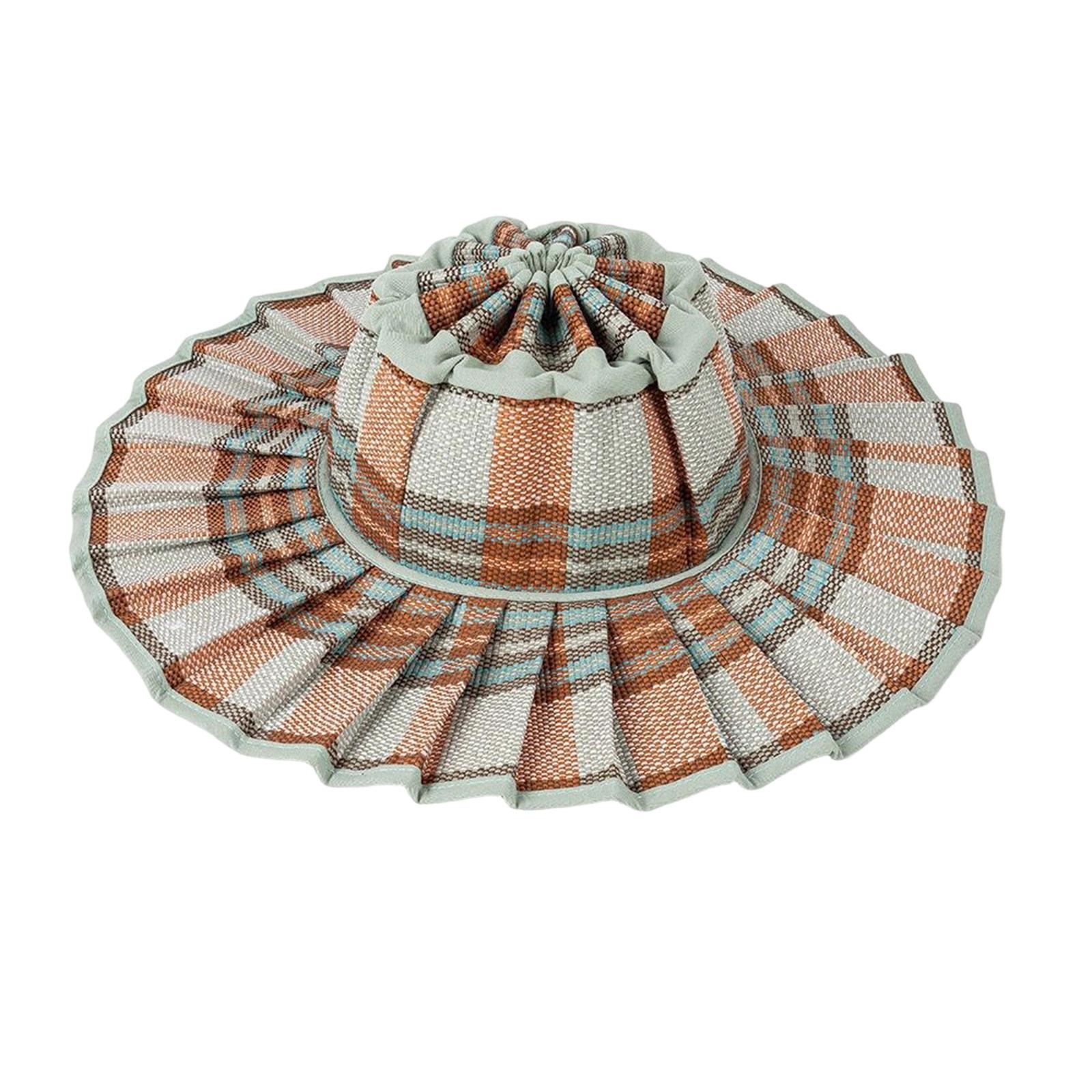 

Ladies Fashionable Plaid Foldable Sunscreen Casual Versatile Pleated Hat One Size рожевий