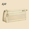Portable Office Storage Pouch Mesh Pencil Case with Zipper, Double Layer Large Capacity Stationery Waterproof Cosmetic Travel Bag Organizer,