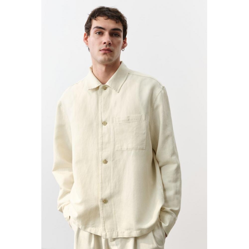 

Верхняя рубашка HM Linen Blend Regular Fit cream S