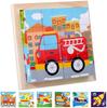 Bilderwürfel Holz 16-Piece Wooden Cube Puzzle 3D Puzzle Game Montessori Educational Toy for Boys Girls Ages 2 3 4 Years Old