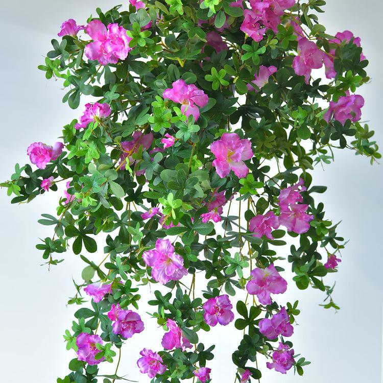 Artificial Azalea Flower Wall Hanging with Rattan and Greenery
