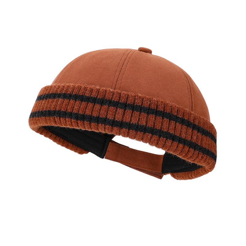 Retro melon fur hat neutral couple autumn and winter warm hat yuppie personalized knitted striped landlord hat