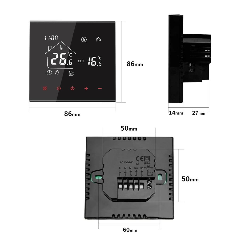 M4A Tuya Smart Thermostat Wifi Optional for Water & Electric Floor Heating Voice Control with Alexa Google Home & Touch Display