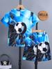 Boys Summer 2026 Collection, Casual Geometric-Patterned Soccer Ball Print, Knit Polyester
