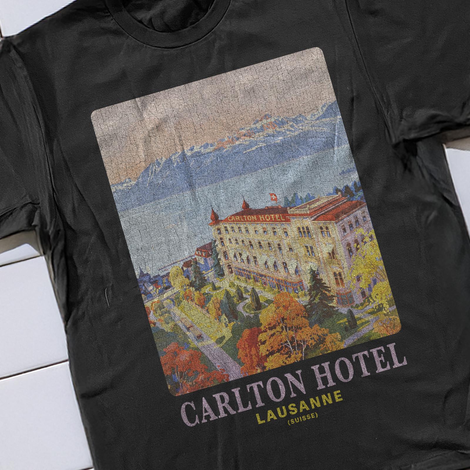 90s Lausanne Carlton Hotel Promo T-Shirt Black XXL L
