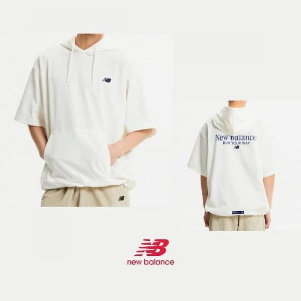

New Balance Hooded Short Sleeve Sweatshirt Nbnce22433 39 (39)Ivory/90(S)