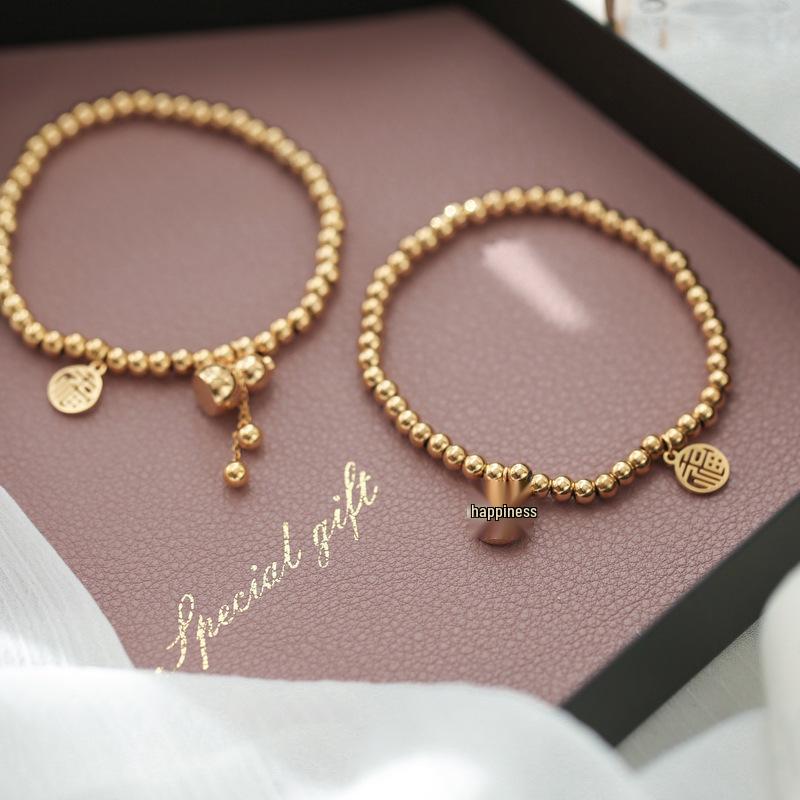 Fu Xi Doppelseitiges Titanarmband: Minimalistischer Damenanhänger im chinesischen Stil, nicht verblassender Schmuck, Geschenk