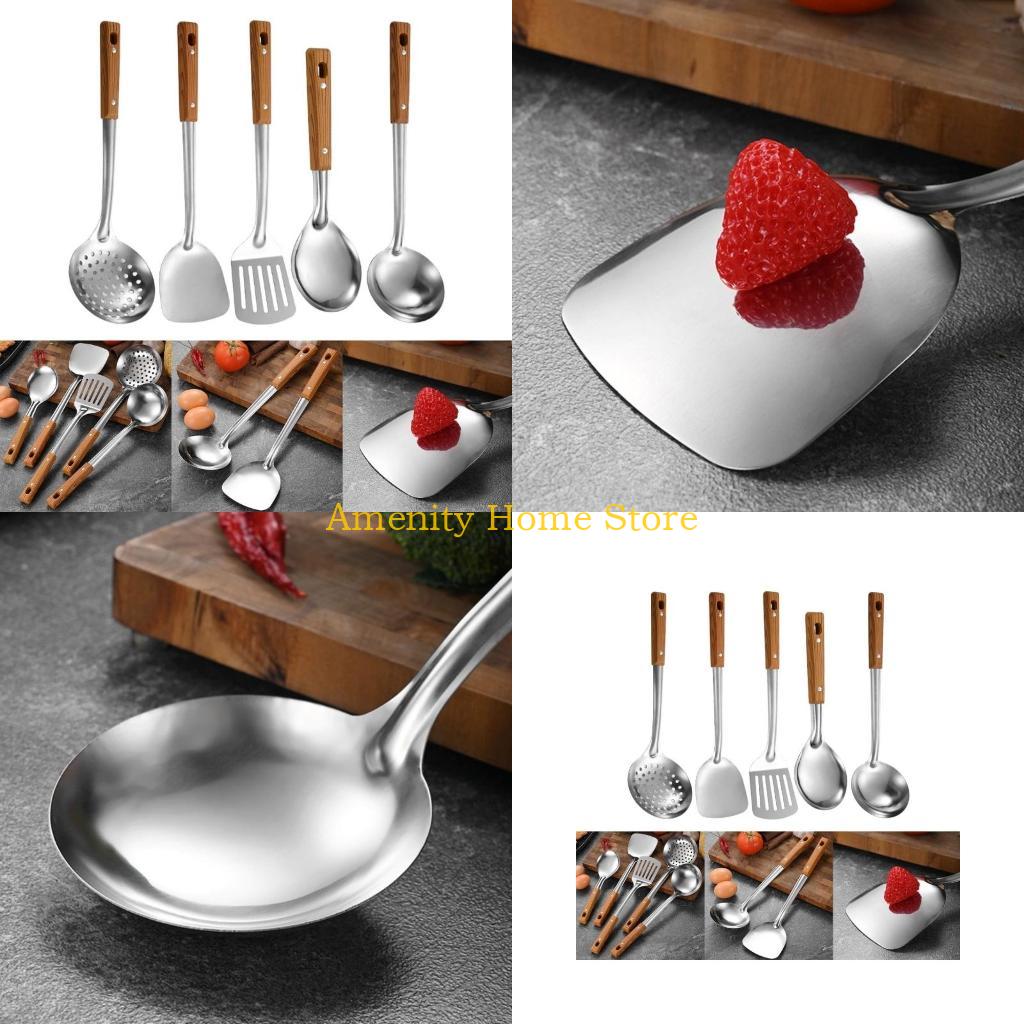 

F26C 5Pcs Kitchen Soup Ladles Cooking Tool Spatulas Colander With Handle China Mainland