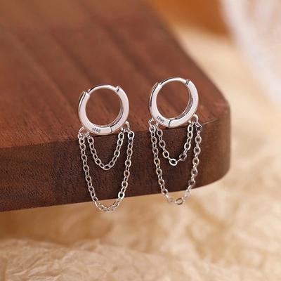 925 Sterling Silver Vintage Earrings For Women Trendy Simple Tassel Chain Earring Jewelry Prevent Allergy Party Accessories Gift