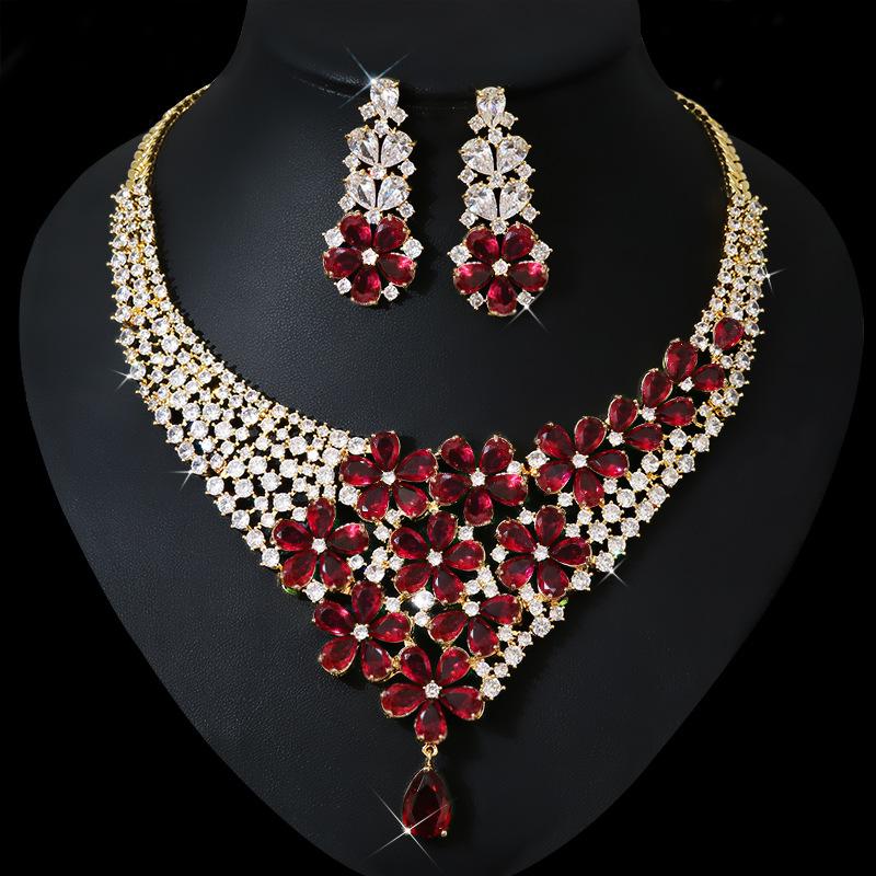 

Набор ожерелий невесты Цветочное ожерелье Шими универсальное роскошное модное платье серьги комплект цепочка