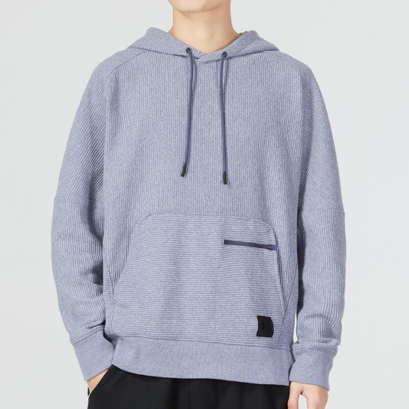 Under Armour Ottoman Fleece Hoodie Men Tops Purple 1373878-559