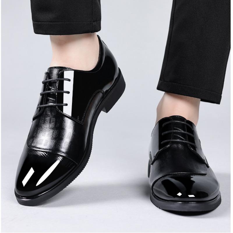 Fashion British Leather Business Men's Dress Shoes Designer Soft-soled Brogue Shoes for Men Fashion Light Pointed-toe Wedding Shoes Male