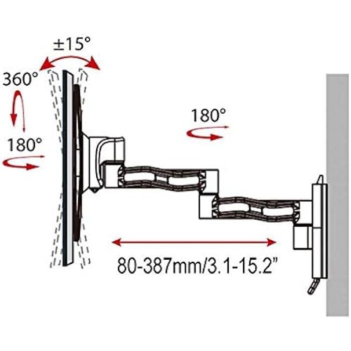 Haeger WB-T37.016A Support TV Triple Tilt & Swive Pour Plasma/LED/LCD TV De 17"-37", Montage Universel, Conception De Montage