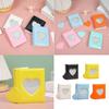 3Inch Mini Photo Album PVC Cover Idol Photocard Binder with Heart Shape Cutout Design and 32 Pocket for Travel Memory