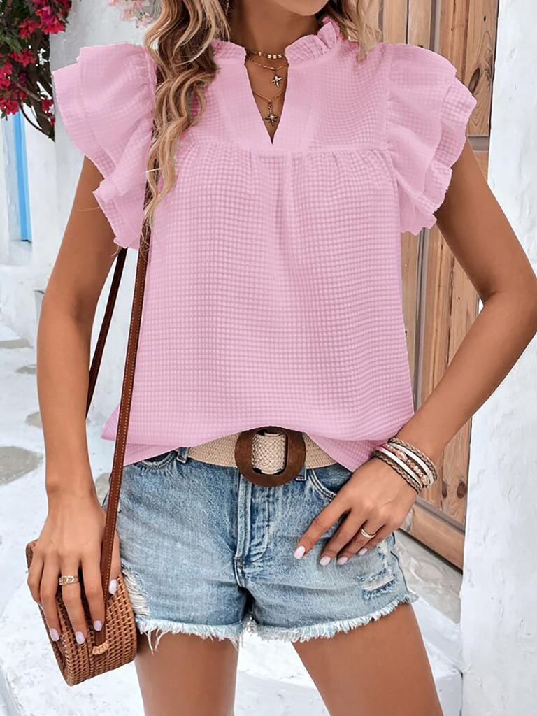 Sweet Top for Women - Summer New Lace Ruffles Floral Shirt for Ladies