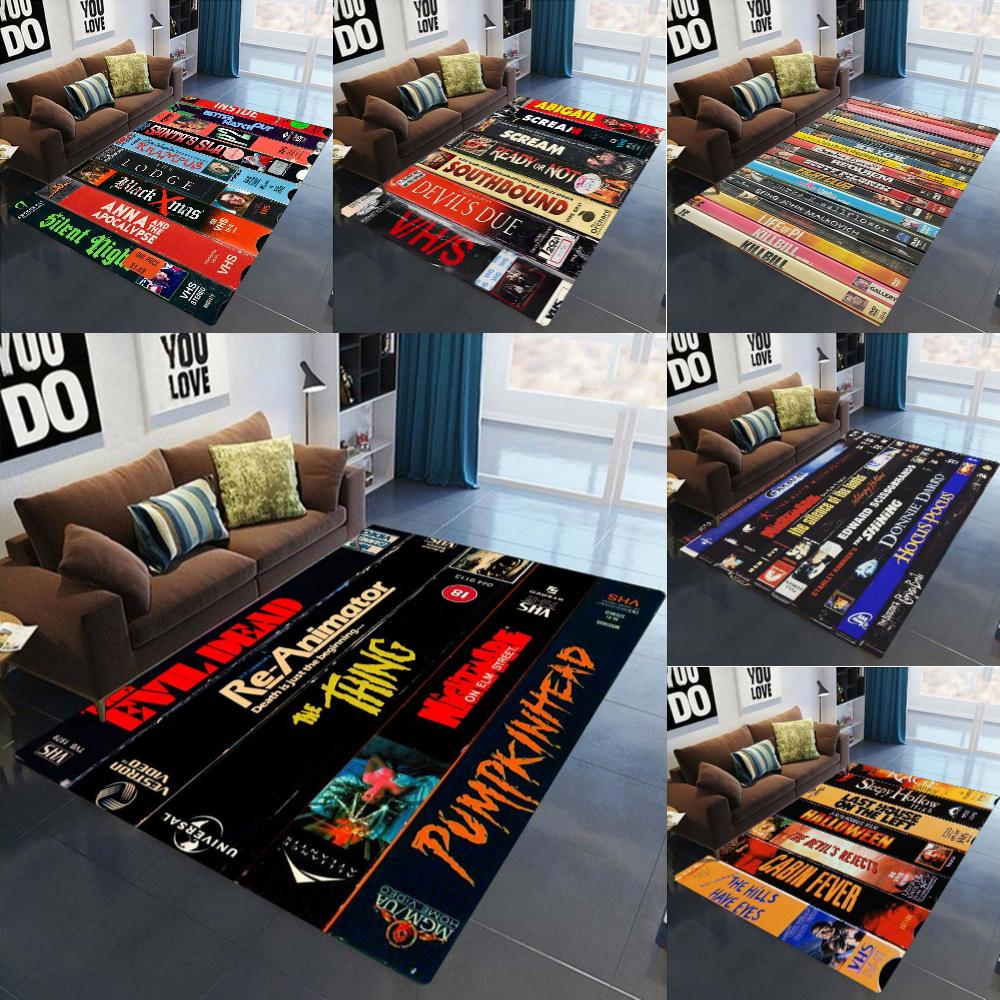 Creative Retro Horror VHS Area Rugs Anti-slip Carpets for Living Room Sofa Decor Man's Bedroom Popular Rug Sofa Floor Mat Room