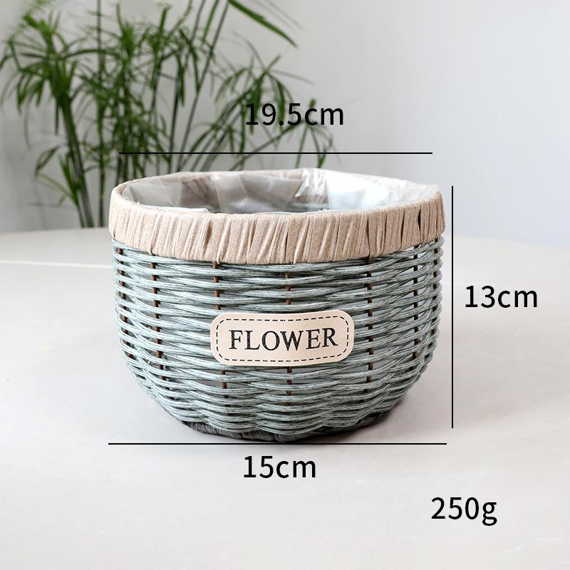 Imitation Rattan Flower Basket, Green Ivy Flower Pot, Living Room Container, Storage Basin, Green Plant Gardening Utensil, Flower Basket