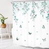 Blumen Schmetterling Duschvorhang Minzgrüne Blumen Und Schmetterlinge Badezimmer Deko Frühling Design Wasserdichtes Gewebe Eleganter Stil