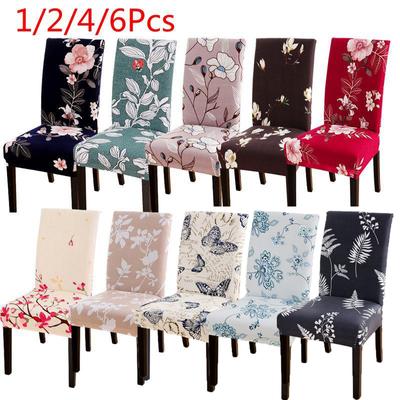 Home Dining Chair Stretch Covers, Full Wrap Anti Slip Printed Chair Protector With Soft Elastic Fabric 1/2/4/6 Pieces Set