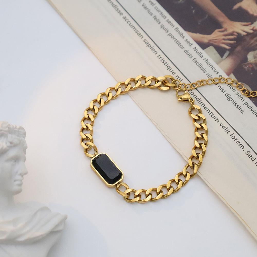 Accessories Hip Hop Style Black Square Zircon Bracelet Girls Niche Light Luxury 18K Titanium Steel Jewelry