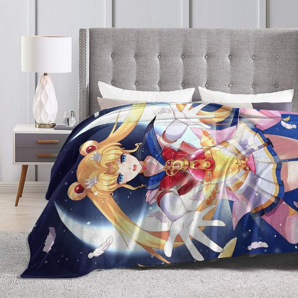 S-SAILOR Anime M-MOON Blankets  Warm Soft Funny Plush Bedding Throws For Children Home Decor Flannel Bedspread Bed Cover