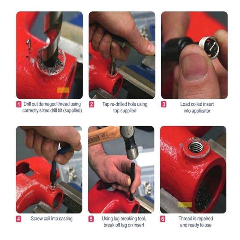 15-30Pcs Metric Thread Repair Insert Kit M5 M6 M8 M10 M12 M14 Helicoil Car Pro Coil Tool M14 * 1.5 Thread Repair Insert Kit