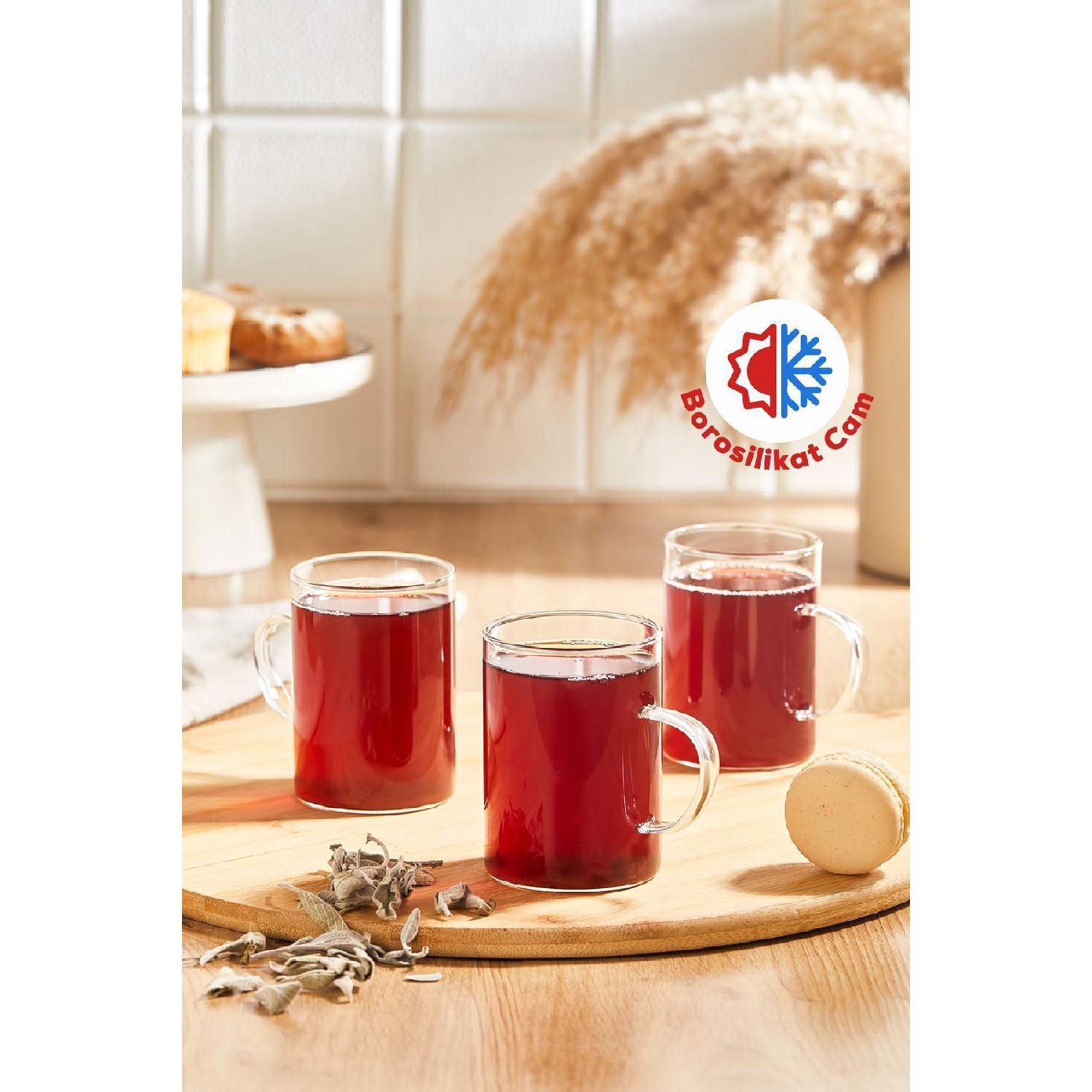 

Set Of 3 Heat Resistant Borosilicate Glass Mug Cups