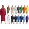 Mens Solid Color Sleep Robe with Hat Round Neck Long Sleeves Long Robe Pointed Hat with Pom Pom Loose Loungewear