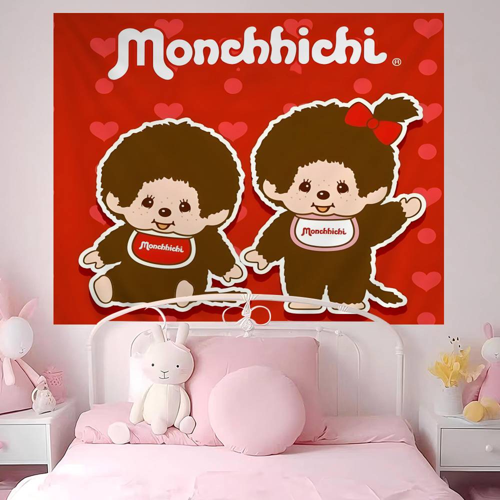 Cartoon MMMonchhichis Anime Hippie Wall Hanging Tapestries Bohemian Wall Tapestries Mandala INS Home Decor