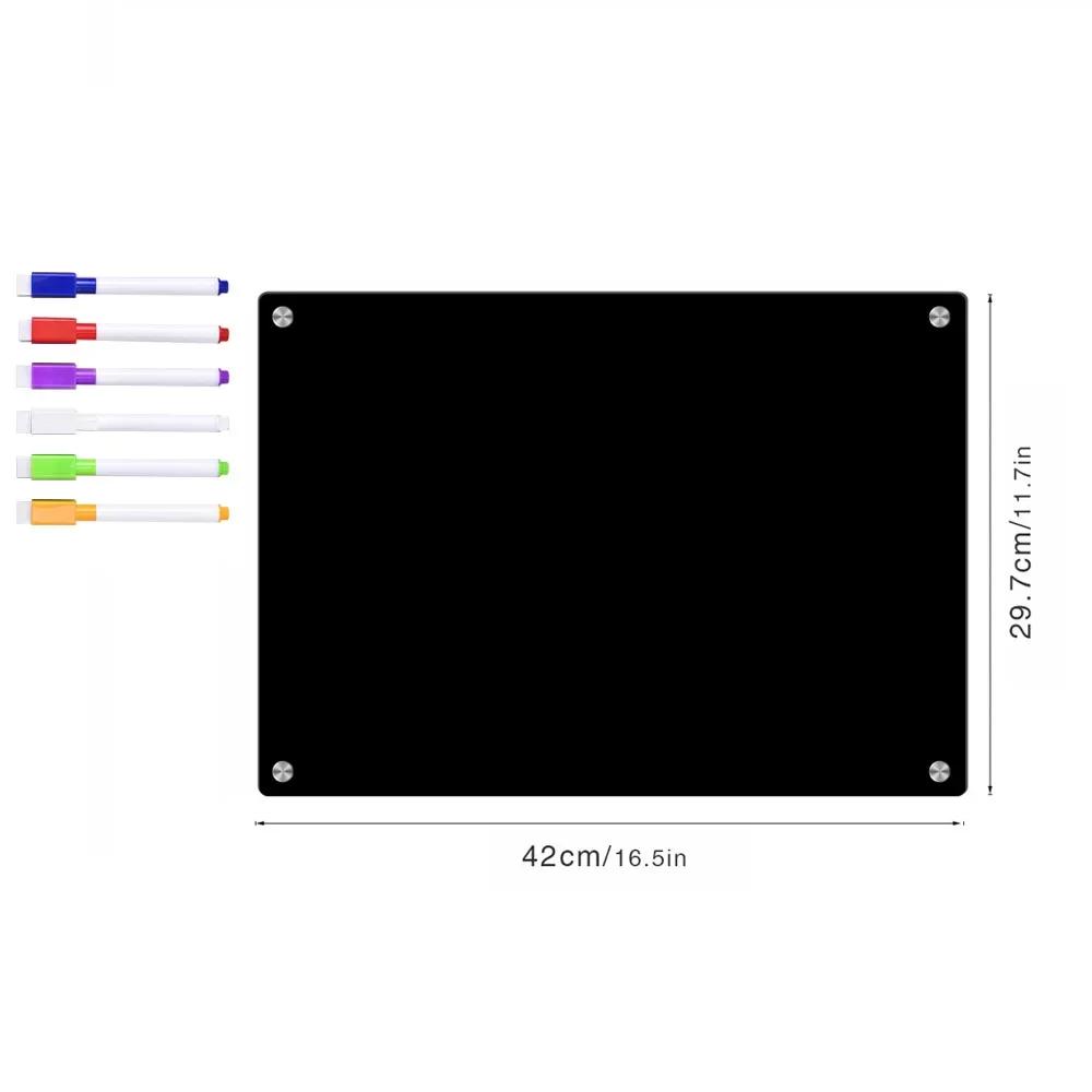 Magnetische Kühlschrankkalendertafel Klares Acryl Wochenplaner Magnetisches Whiteboard Transparente Kühlschrank-Schwarze Tafel Nachricht Menü