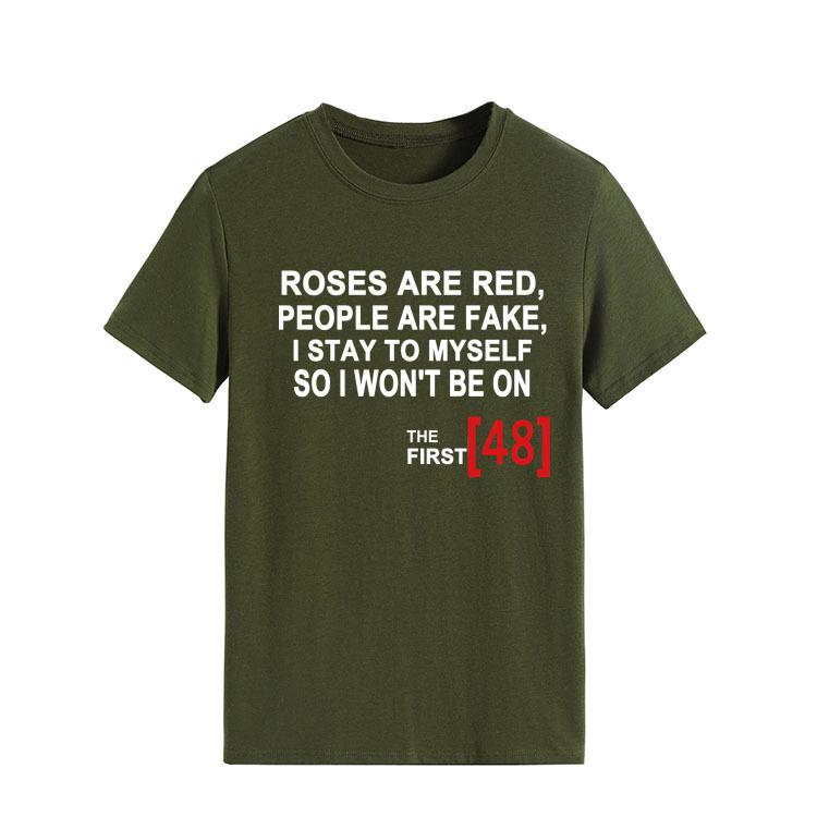 Roses Are Red Women's Loose Round Neck T-Shirt - Short Sleeve, Simple Design, 2021