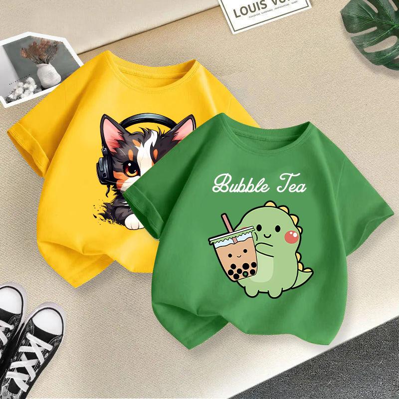 T-shirt Casual a Maniche Corte per Bambini per l'Estate, T-shirt Carina per Ragazze e Ragazzi
