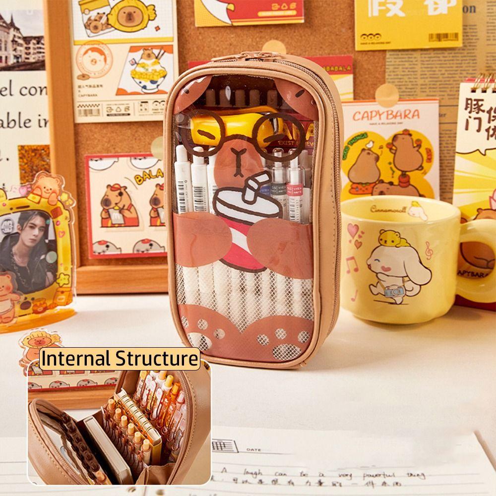 

Пенал большой вместимости, многослойная сумка для канцелярских принадлежностей, органайзер для школьных и офисных принадлежностей 01