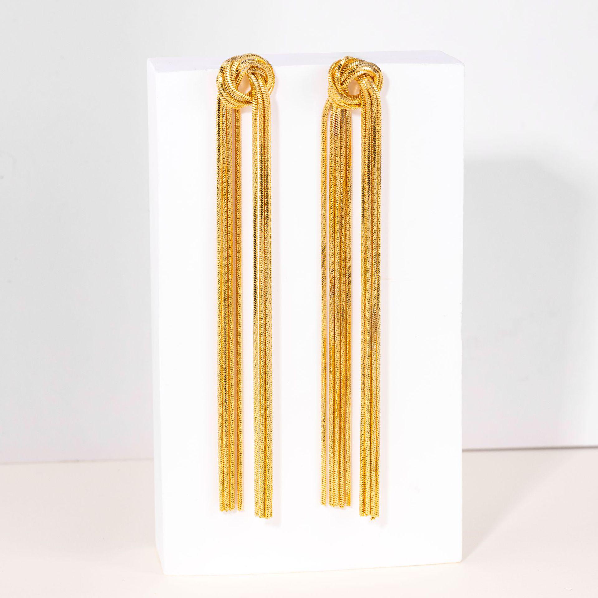 

18K Gold-Plated European & American Tassel Earrings - Elegant Banquet Style