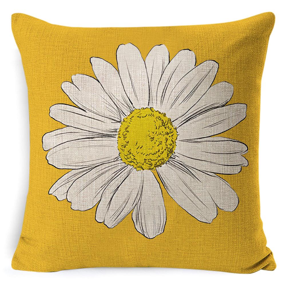 Home Decoration Pillowcase Set Watercolor Plaid Sunflower Pillowcase Spring High-end Home Cushion Cover