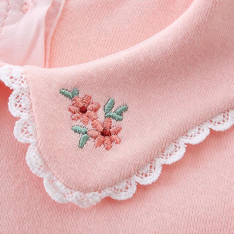 Autumn 2025 Toddler Girl Solid Color Embroidered Long Sleeve Korean Top