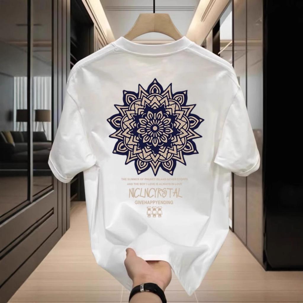 Trendy Brand Short-Sleeved Pure Cotton Men'S Printed T-Shirt Trendy Men'S And Women'S Versatile Round Neck T-Shirt Men'S