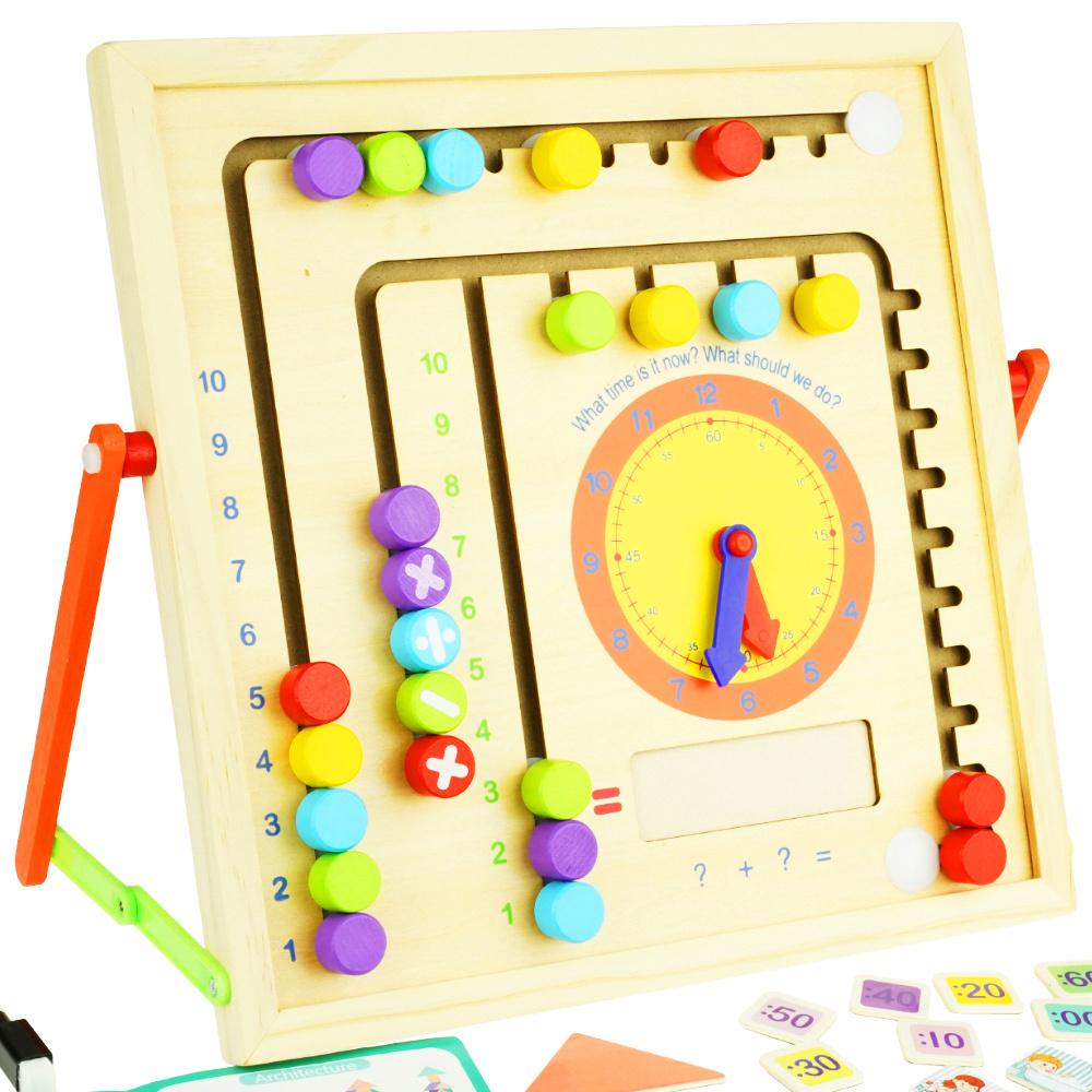 Double-sided Wooden Educational Board + Magnetic Puzzle Set