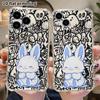 Phone Case: 2D Flat Suitable for iPhone 18 17 16 15 14 13 Pro, Transparent Four Corner Protective Case, Blue Eared Little White Rabbit, Christmas and 