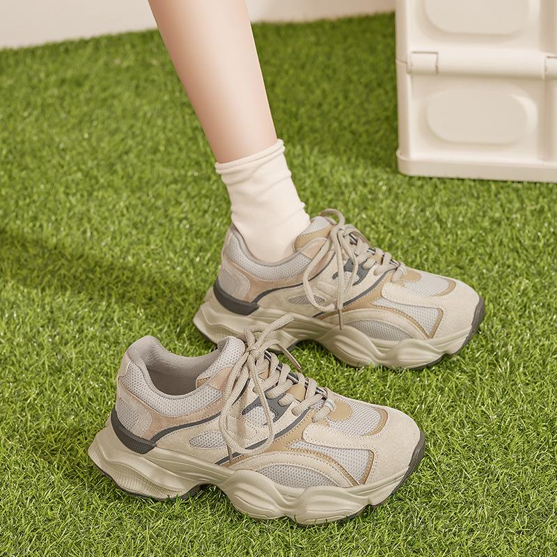 Augustine gray platform dad shoes women's 2025 summer new small light casual fried street sneakers