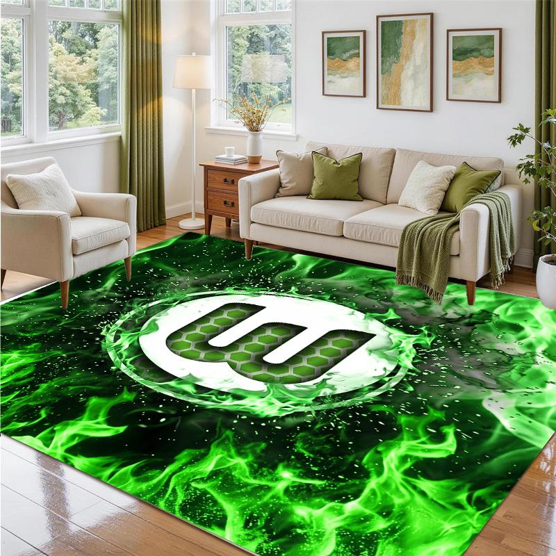 VfL Wolfsburg FC Design Kristall-Samt-Teppich Weiche Dekorationsmatte für Schlafzimmer Eingang
