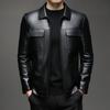 Men's leather jacket autumn casual coat new PU leather jacket velvet fashion lapel feeling men's top