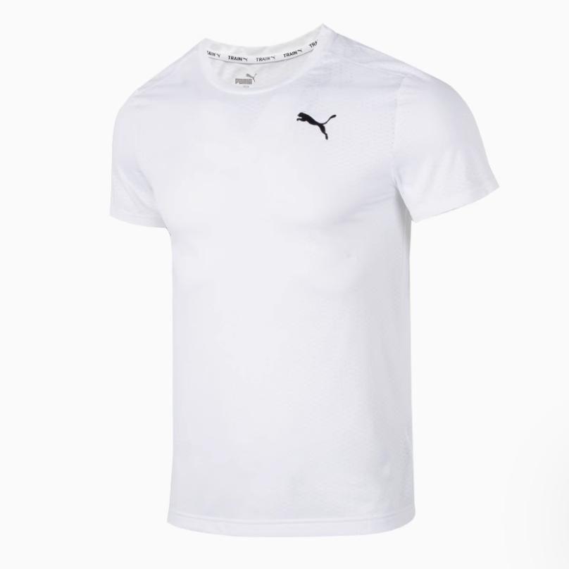 Puma Printed Crew Neck Pullover Casual Short Sleeve T-Shirt Men Tops White 523002-02