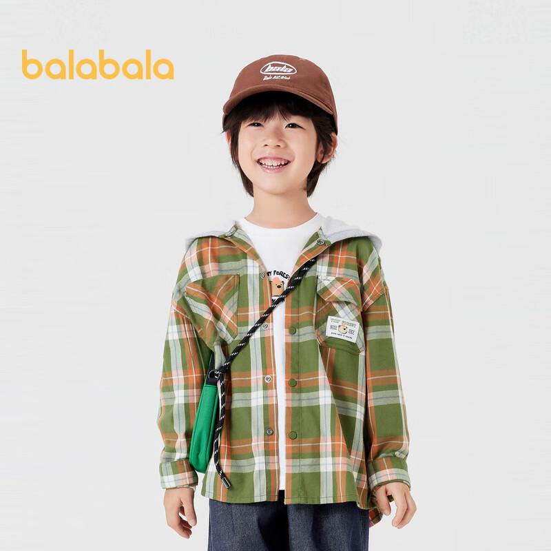Balabala Boys  Casual Hooded Plaid Jacket 90