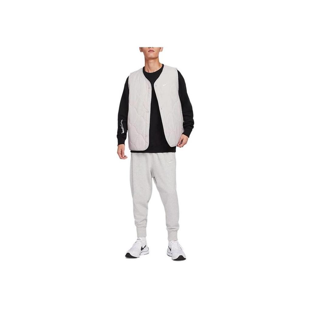 Nike Solid Warm Military Cotton Vest Men Tops Grey White DX0891-012