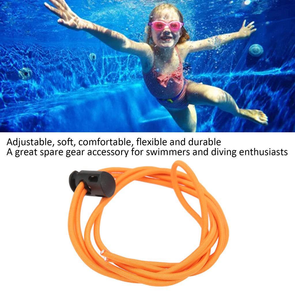 2PCS Elastic Rubber Swim Goggle Strap Replacement Kit Diving Snorkeling Strap Cord Adjustable RopeOrange